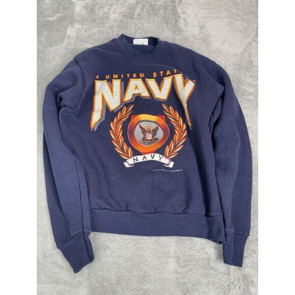 Vintage 1995 United States Navy Pullover Sweatshirt Men's Size Small Blue - Picture 1 of 9